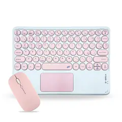 GENERICO - Pack Teclado 2.0 TouchPad 10 " y Mouse Bluetooth Tablet iPad letra Ñ - Rosado
