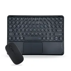 GENERICO - Pack Teclado 2.0 TouchPad 10 " y Mouse Bluetooth Tablet iPad letra Ñ - Negro