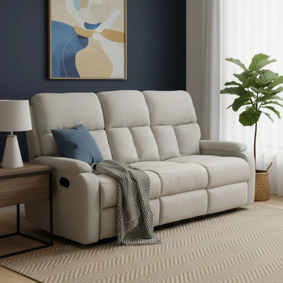 DANIELS - Sofá 3 Cuerpos Reclinable Beige Moderno Matheus PK8071SBE