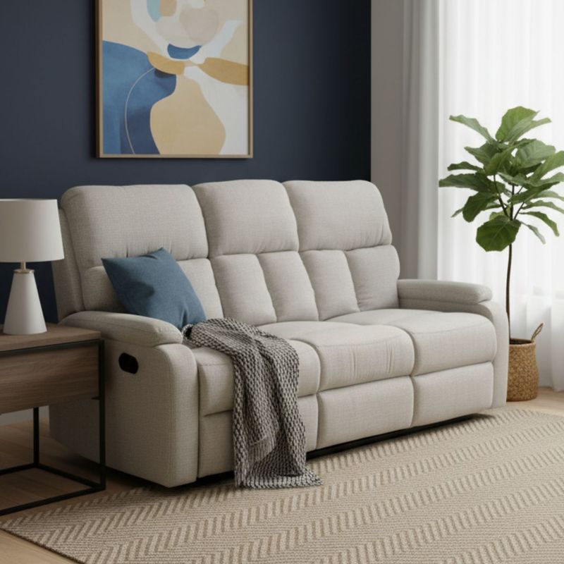 DANIELS - Sofá 3 Cuerpos Reclinable Beige Moderno Matheus PK8071SBE