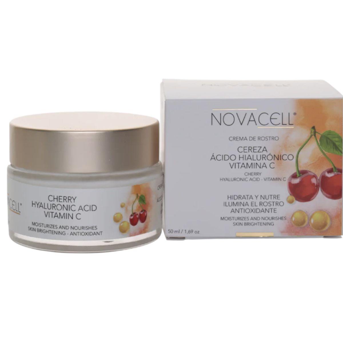 NOVACELL - Antiage Crema Facial Cara Cereza Ácido Hialurónico & Vitamina C