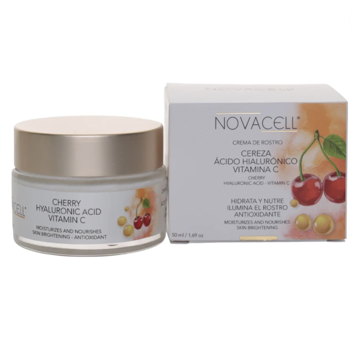 NOVACELL - Antiage Crema Facial Cara Cereza Ácido Hialurónico & Vitamina C