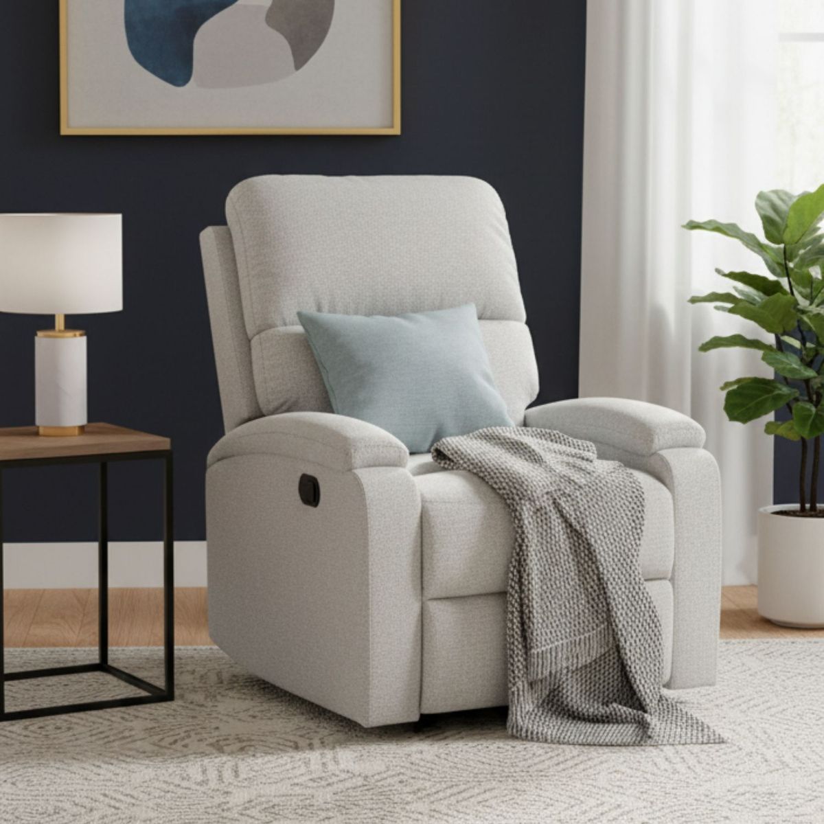 DANIELS - Berger Reclinable Blanco Moderno de Lino Matheus PK8071BIV.