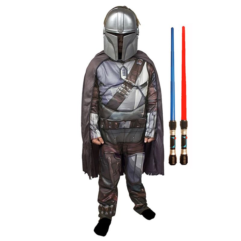 MARVEL - Disfraz Mandalorian Star Wars con Sable Luz y sonido Talla 4-6 años