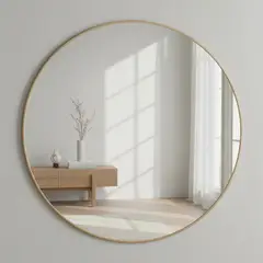 NO LOGO - Espejo Redondo Metálico Dorado 80 X 80