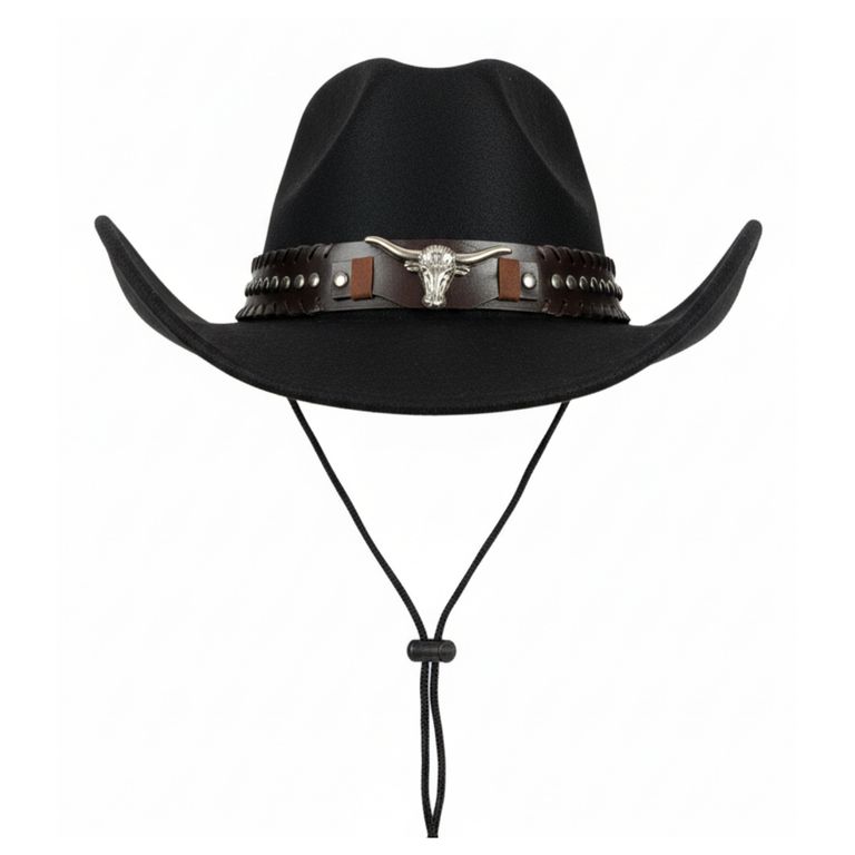 Sombrero Vaquero Estilo Western Cowboy Unisex Adulto Negro Talla Unica Negro TALLA UNICA