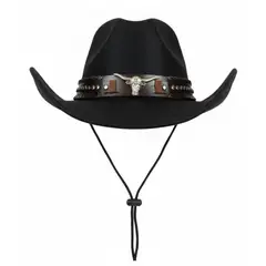 EKOL TACTICA MILITAR - Sombrero Vaquero Estilo Western Cowboy Unisex Adulto Negro Talla Única