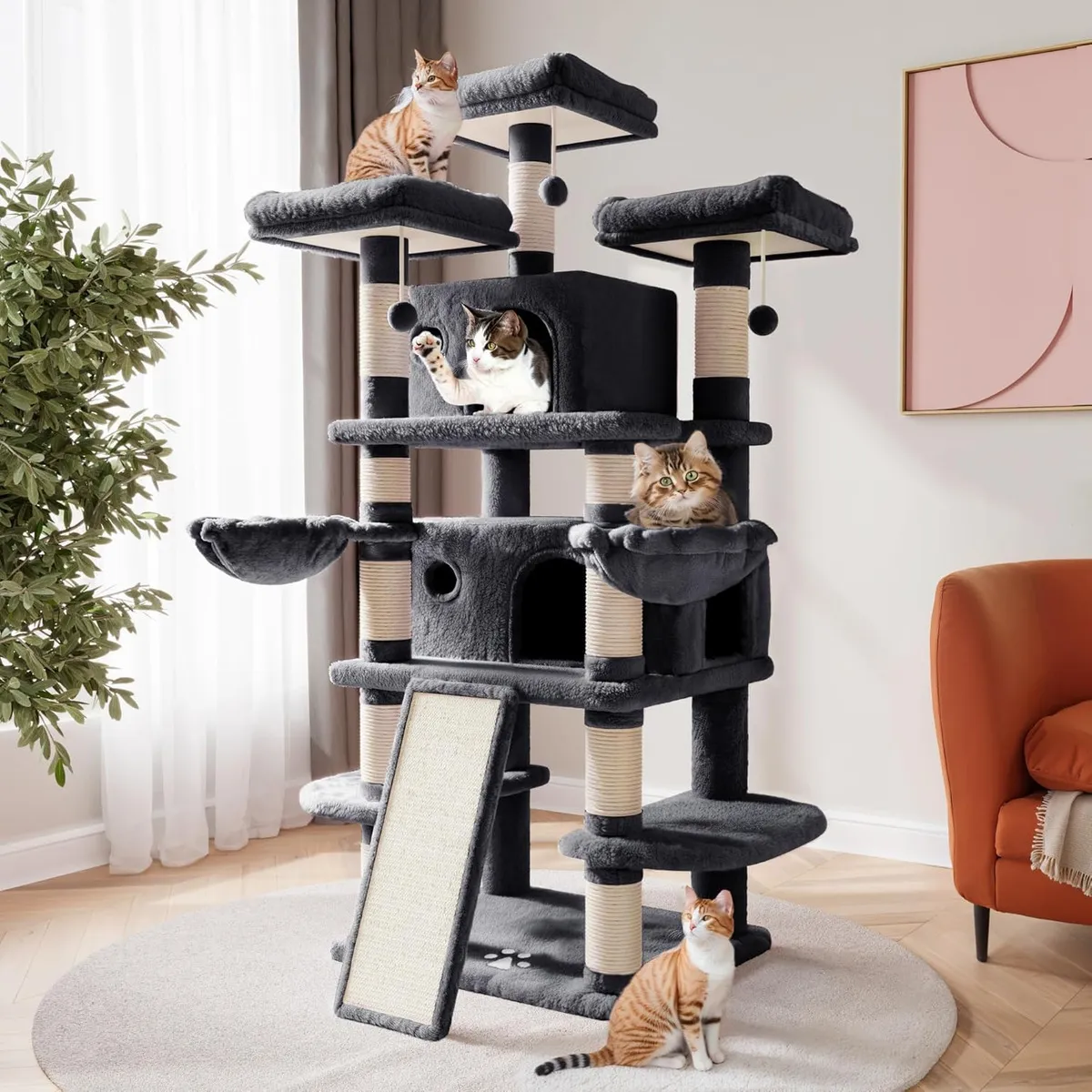 EVERSO - Rascador Torre Arbol Gatos Michis Juguete 172cm Extragrande