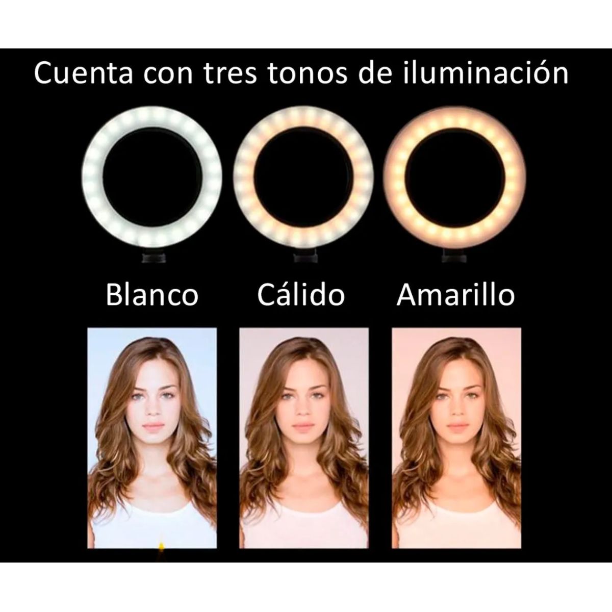 GENERICO - Soporte Celular Doble Grabación Fotos + Mini Aro De Luz Led