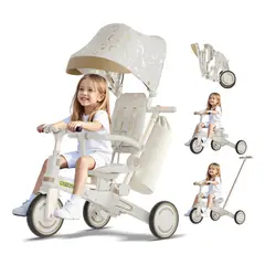 EVERSO - Triciclo Balance Plegable 9 En 1 Infantil Con Techo Y Barra