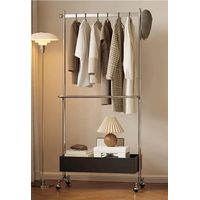 Perchero Organizador Colgante Ropa Acero Con Ruedas Y Ceste