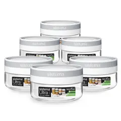 SISTEMA - Set de 6 Contenedores de 300 ml. Ultraresistentes, Transparentes y libres de BPA