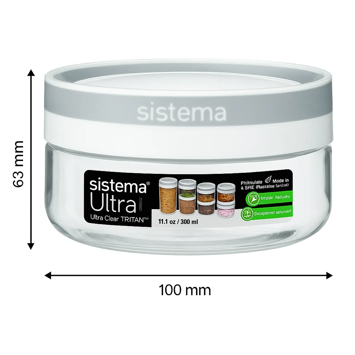SISTEMA - Set de 6 Contenedores de 300 ml. Ultraresistentes, Transparentes y libres de BPA