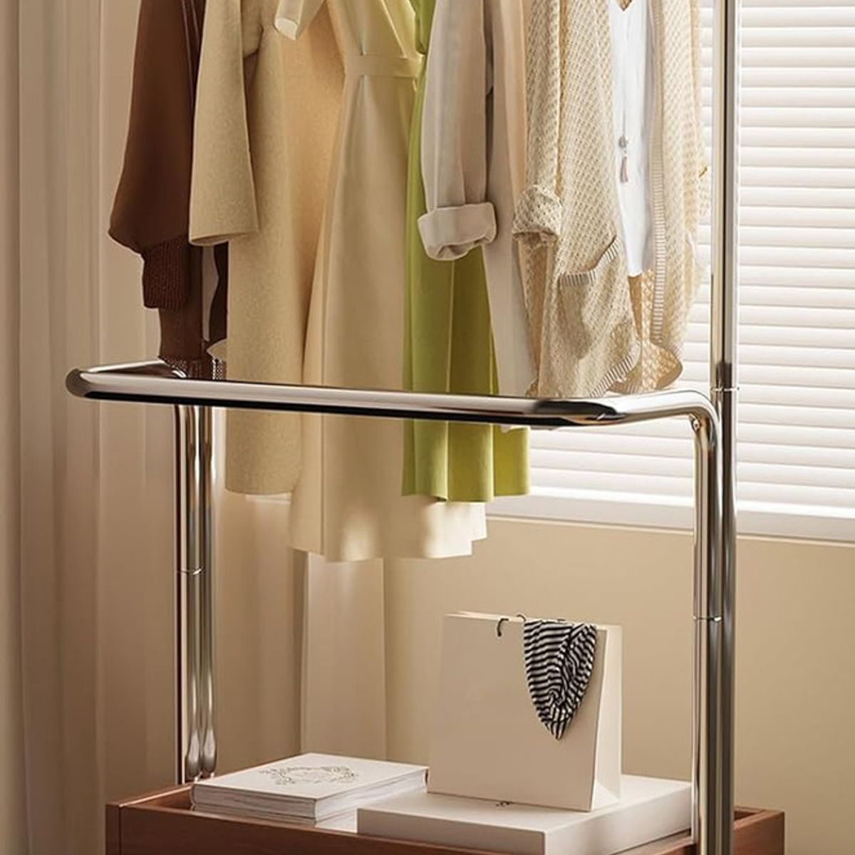 EVERSO - Perchero Organizador Colgante Ropa Acero Con Ruedas Y Ceste