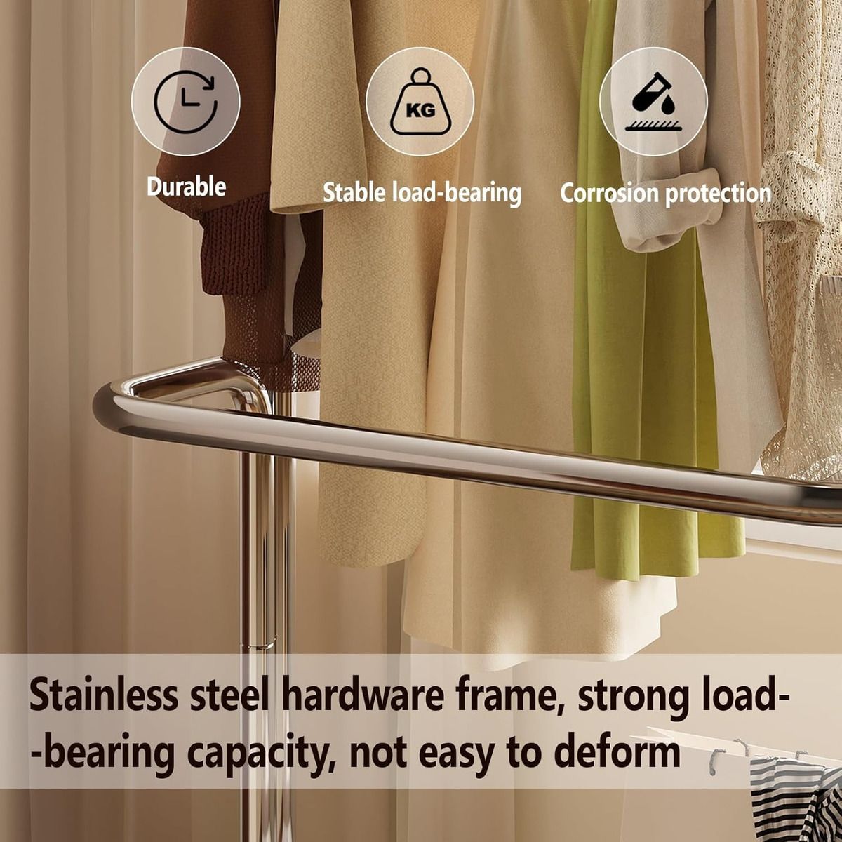 EVERSO - Perchero Organizador Colgante Ropa Acero Con Ruedas Y Ceste