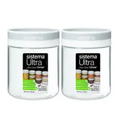 SISTEMA - Set de 2 Contenedores de 700 ml. Ultrarresistentes, Transparentes y Libres de BPA. Organiza tu Cocina con Estilo
