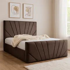 GENERICO - Base de Cama Americana Doble Respaldo 1 plaza Lino Café