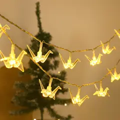 GENERICO - Guirnalda solar GRULLA 20 LED luz cálida 5 mt