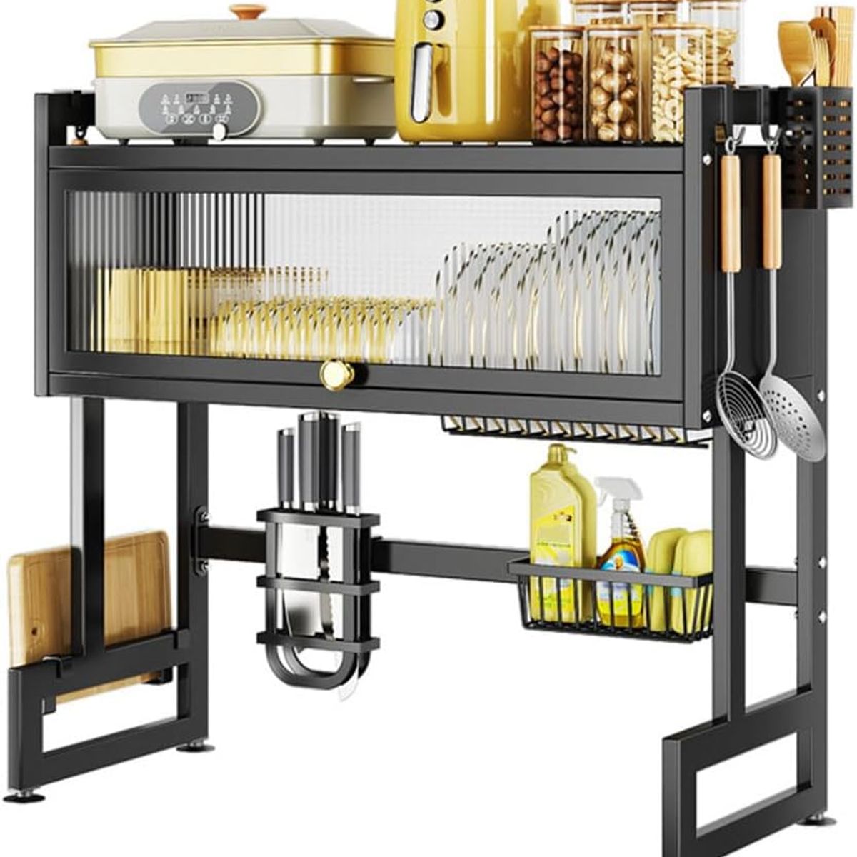 GENERICO - ESCURRIDOR DE PLATOS CON PUERTA 80X85 CM ORGANIZADOR ESTANTE RACK DN.