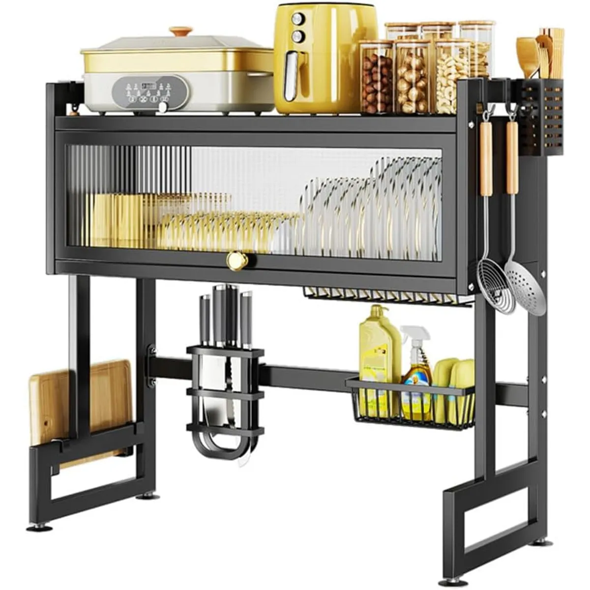 GENERICO - ESCURRIDOR DE PLATOS CON PUERTA 80X85 CM ORGANIZADOR ESTANTE RACK DN.