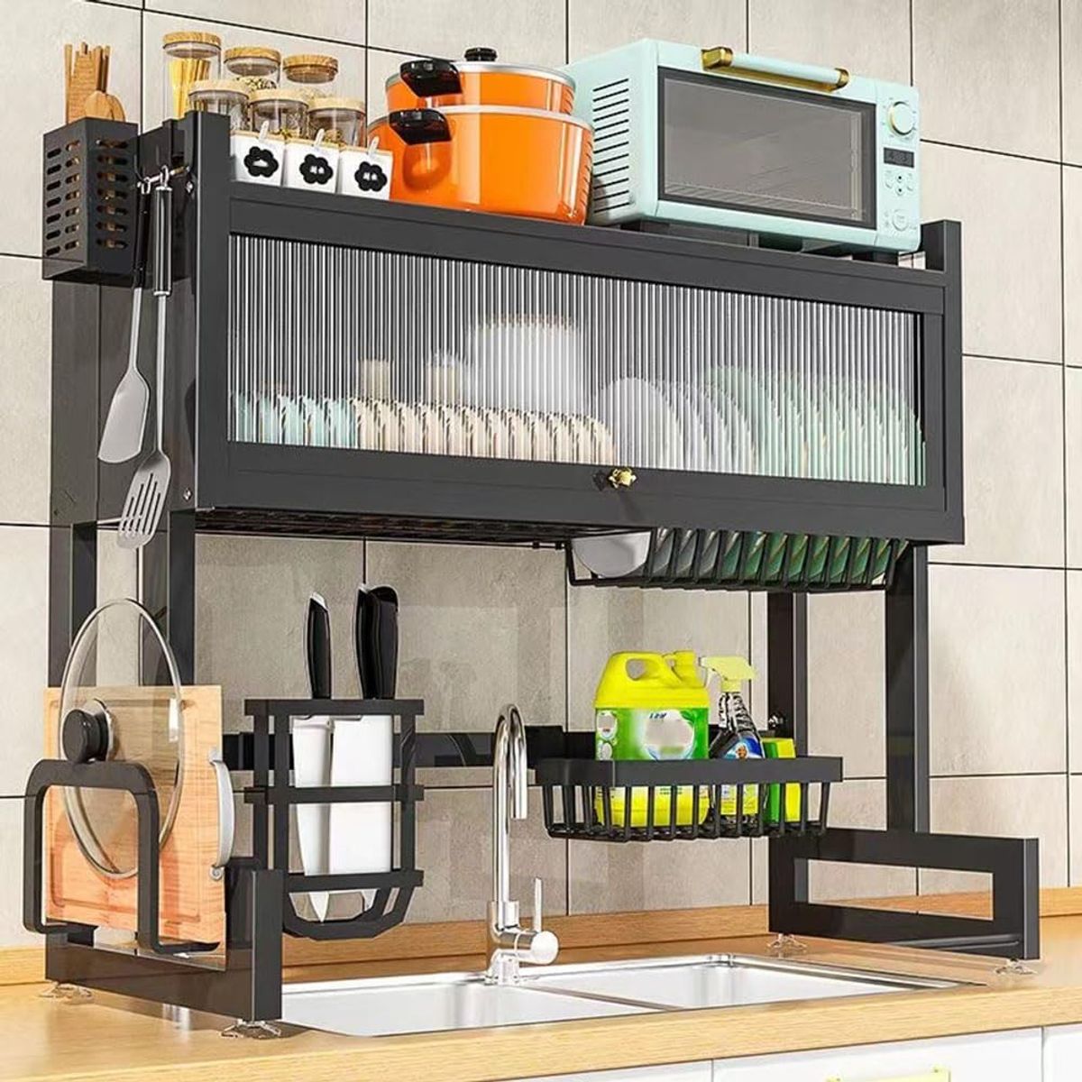 GENERICO - ESCURRIDOR DE PLATOS CON PUERTA 80X85 CM ORGANIZADOR GRANDE DIANA
