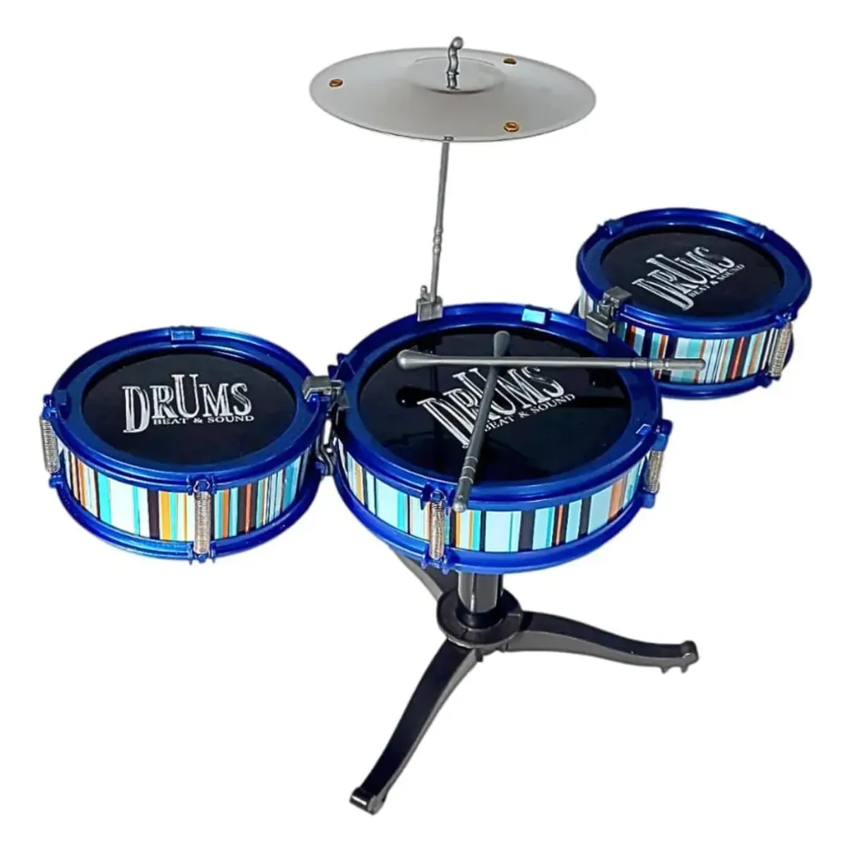 GENERICO - Batería Musical De 3 Tambores  Para Niños  Azul