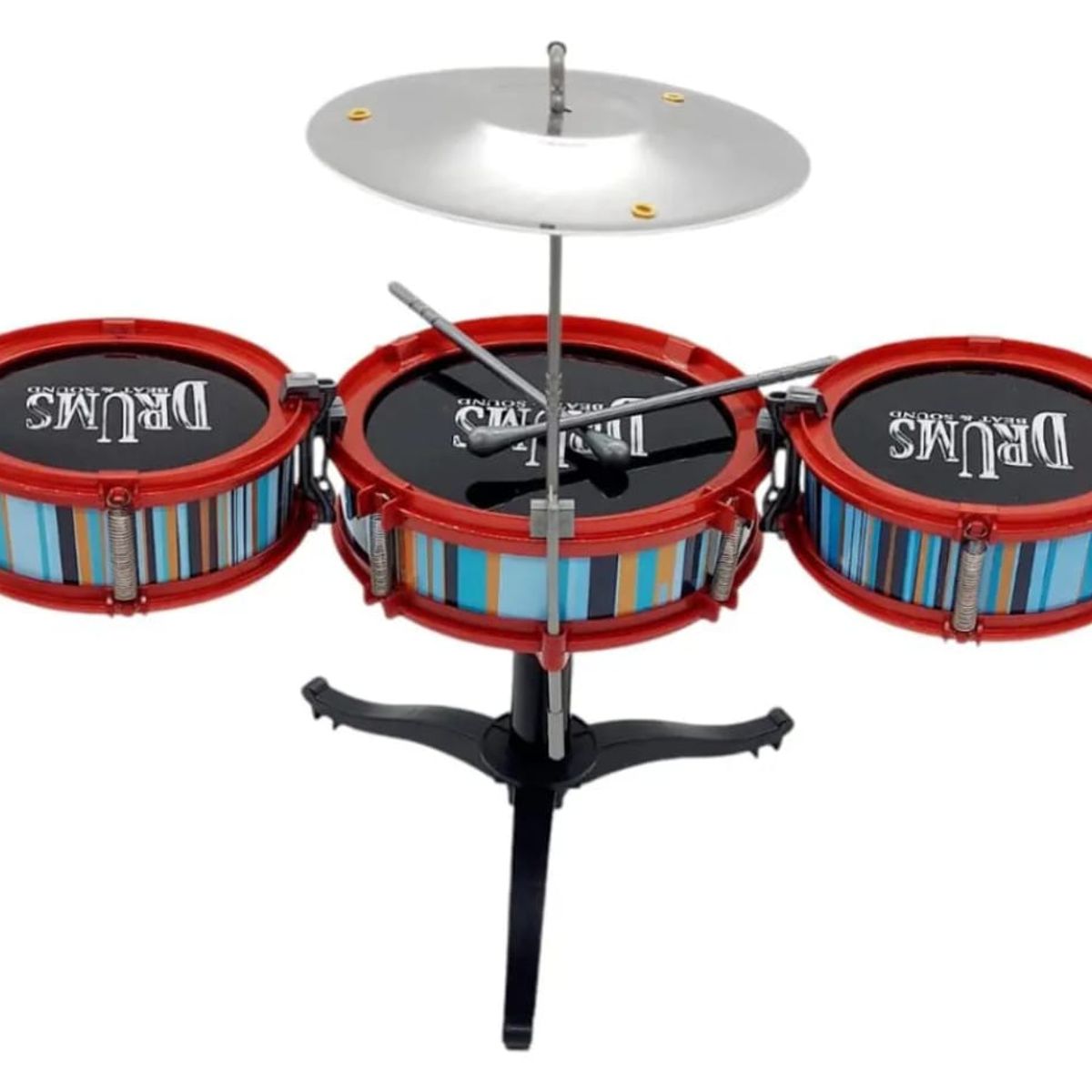 GENERICO - Batería Musical De 3 Tambores  Para Niños Roja