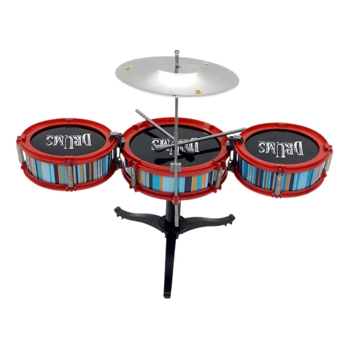 GENERICO - Batería Musical De 3 Tambores  Para Niños Roja