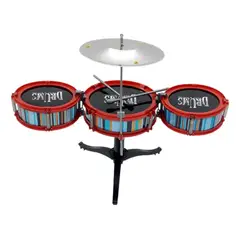 GENERICO - Batería Musical De 3 Tambores  Para Niños Roja