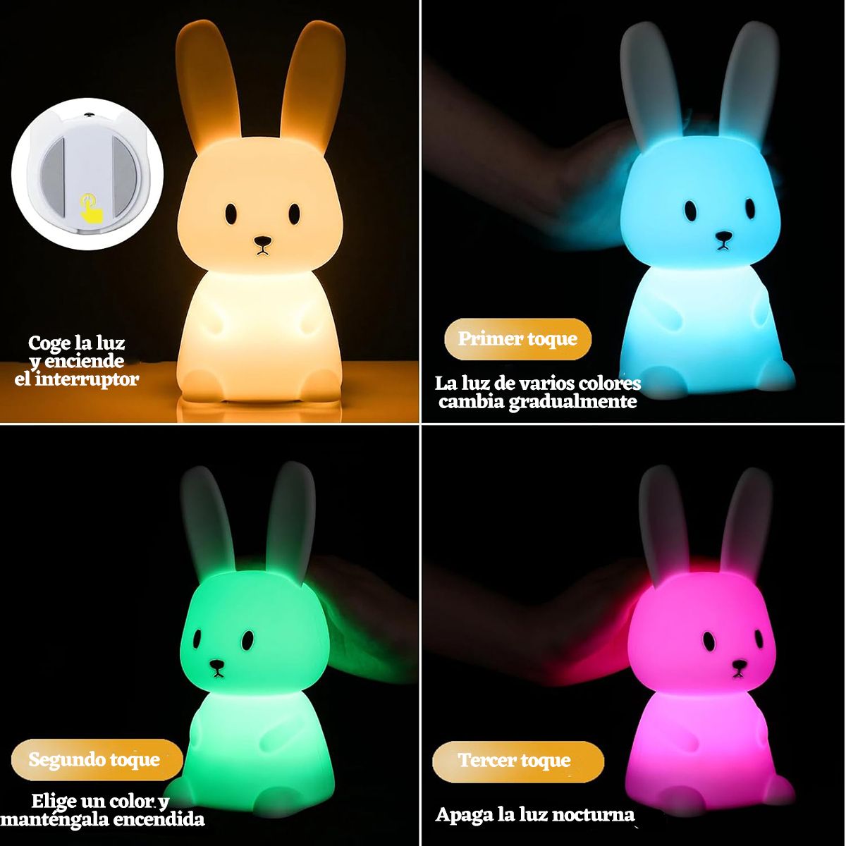 GENERICO - Luz Nocturna De Conejo De Silicona En 8 Colores Regalos