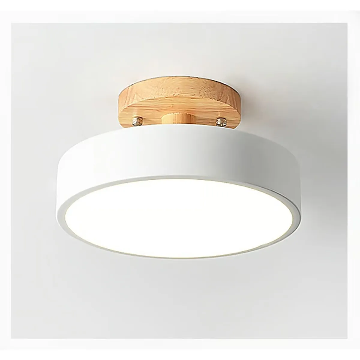 TATEE - Lámpara Led techo moderna 18cm base de madera luz tricolor Ajustable