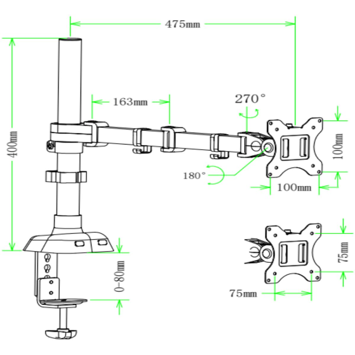GENERICO - Soporte Brazo Escritorio Inclinable Para Tvmonitor 13-32