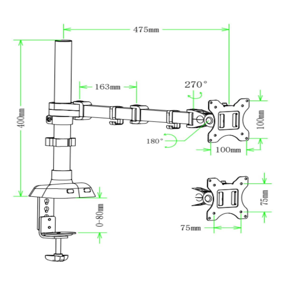 GENERICO - Soporte Brazo Escritorio Inclinable Para Tvmonitor 13-32