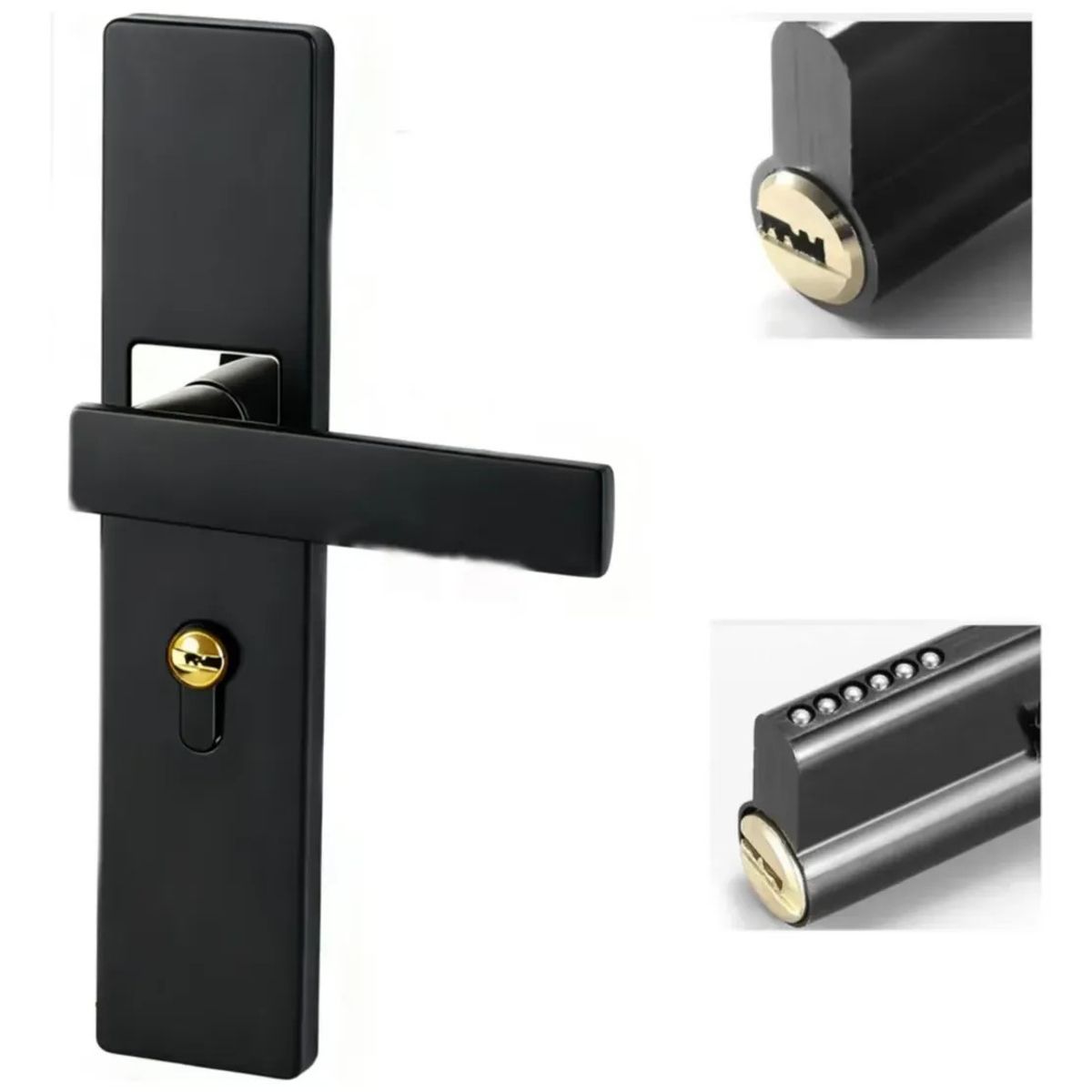 KUANGYE - Cerradura Chapa Manija Para Puerta Silenciosa Negra Recamara Negro