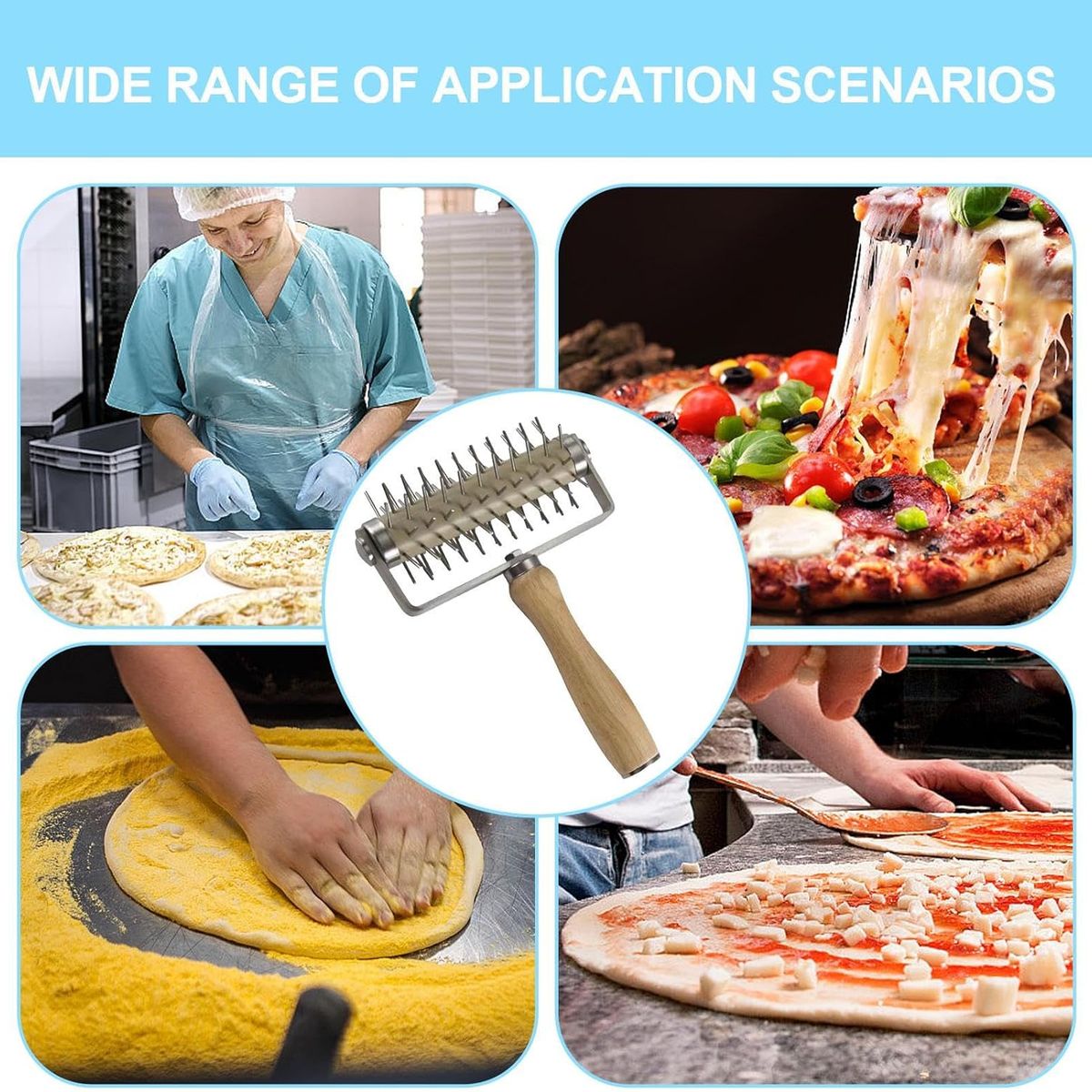 KUANGYE - Rodillo especial para pinchar hallullas o pizzas caseras Mango de madera