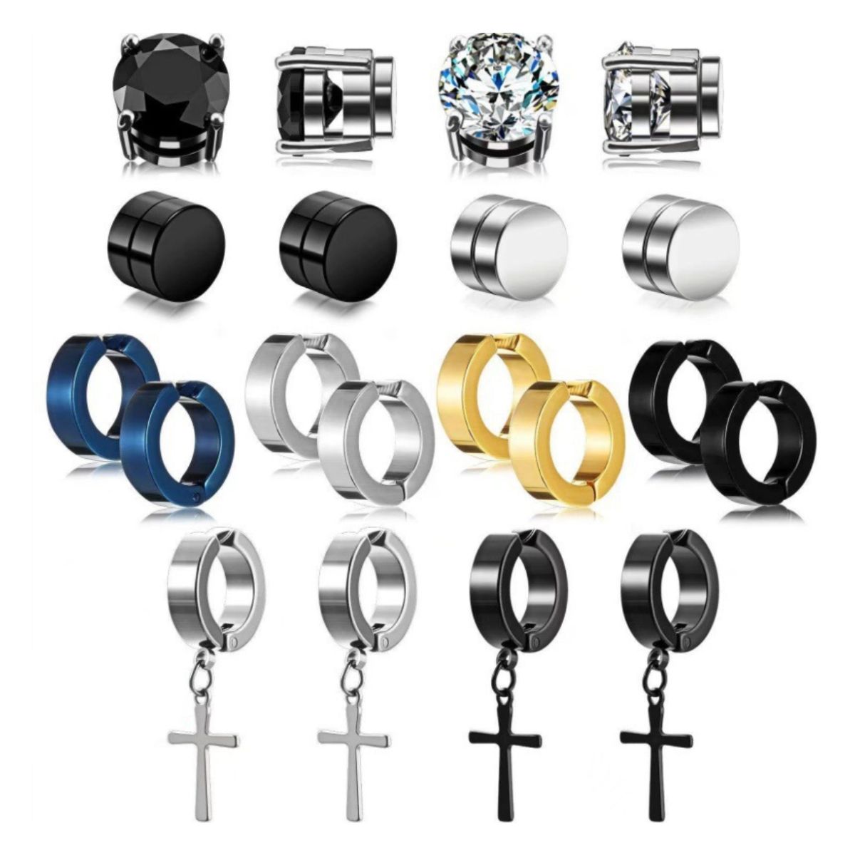 ATURE - Set 10 Pares De Aros Piercing Falsos A Presión Y Magnética