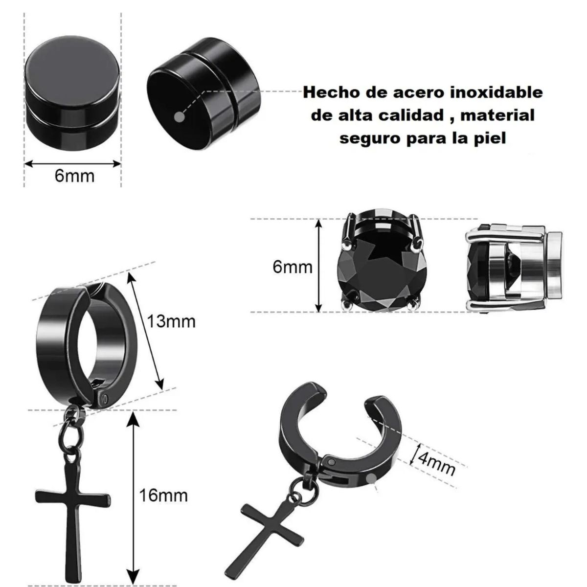 ATURE - Set 10 Pares De Aros Piercing Falsos A Presión Y Magnética