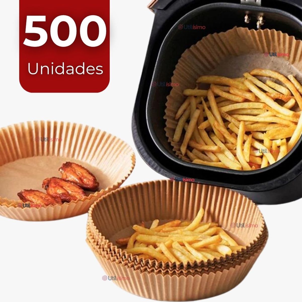 UTILISIMO - Kit De 500 Unidades Forros Desechables Antiadherentes Papel Para Freidora De Aire