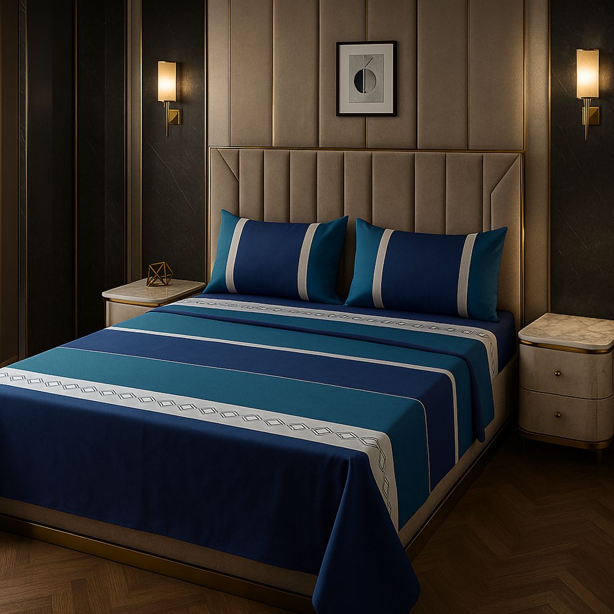 ARMONIA - Juego sábanas diseño 768 clásicas KING 2½ P 144 hilos