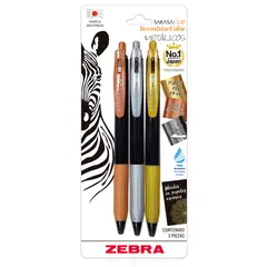 ZEBRA - Set 3 Lápiz Gel Sarasa Decoshine 05mm Metálico