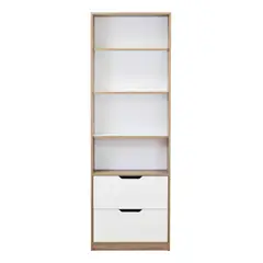MOBIKIT - Librero 4 Espacios 2 Cajones Blanco Roble Santana