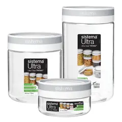 SISTEMA - Set de 3 Contenedores de Tritan. Ultrarresistentes, Transparentes y libres de BPA. Organiza tu Cocina con Estilo.