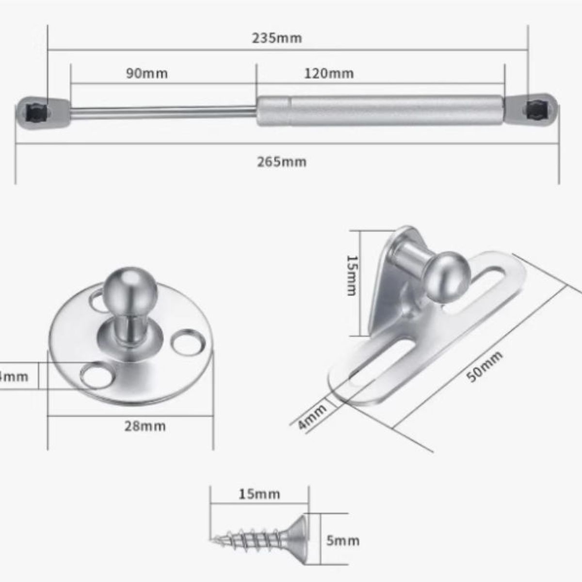 ATURE - Pistón Para Puertas 120n Juego De 2 Piezas Cierre Controlado