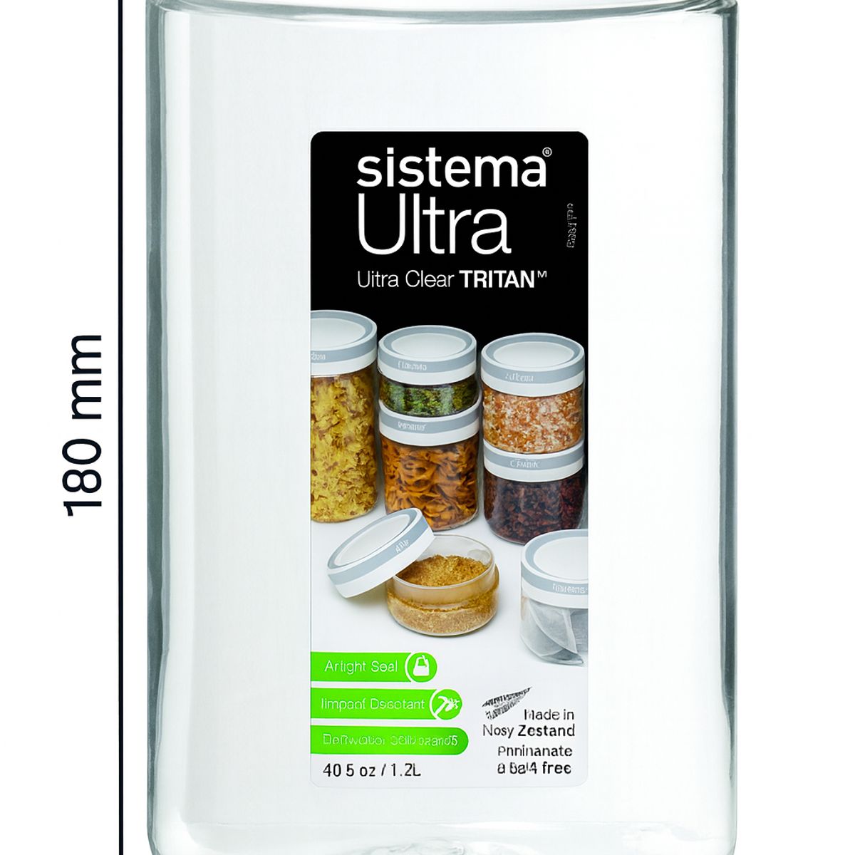 SISTEMA - Set de 2 Contenedores de 1,2 lts. Ultrarresistentes, Transparentes y Libres de BPA. Organiza tu Cocina con Estilo