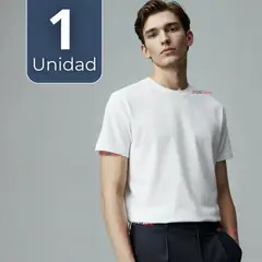 UTILISIMO - Polera Camiseta 150g Manga Corta 100% Algodón Textura Suave Blanco Hombre