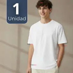 UTILISIMO - Polera Camiseta 150g Manga Corta 100% Algodón Textura Suave Blanco Hombre