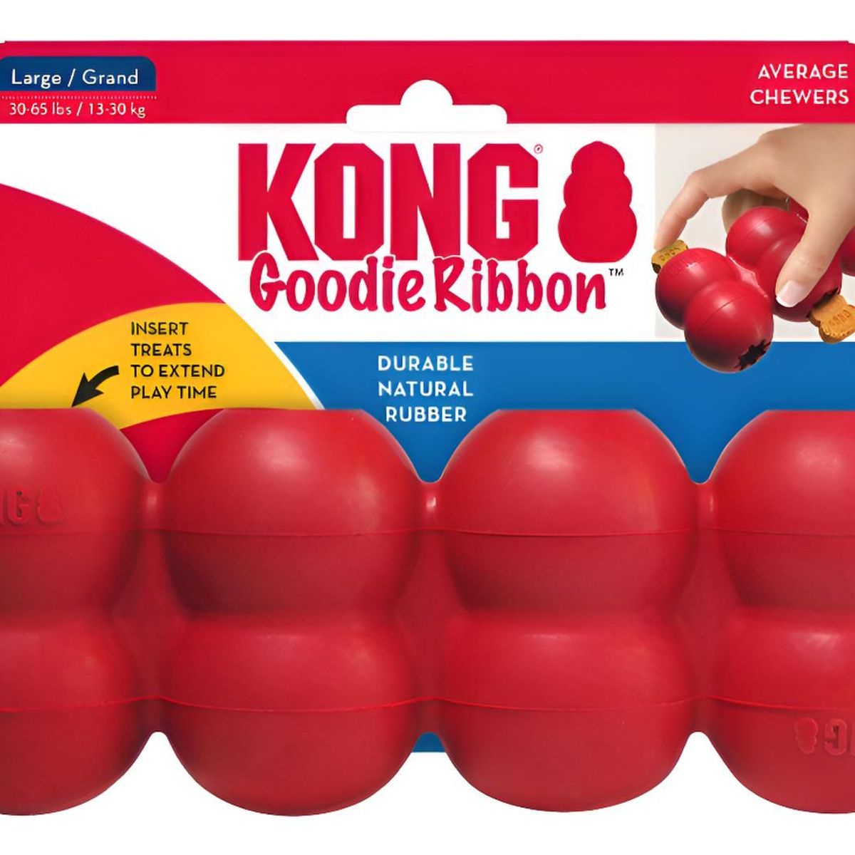KONG - Juguete Rellenable Kong Goodie Ribbon Talla L De 13 A 30 Kg Rojo