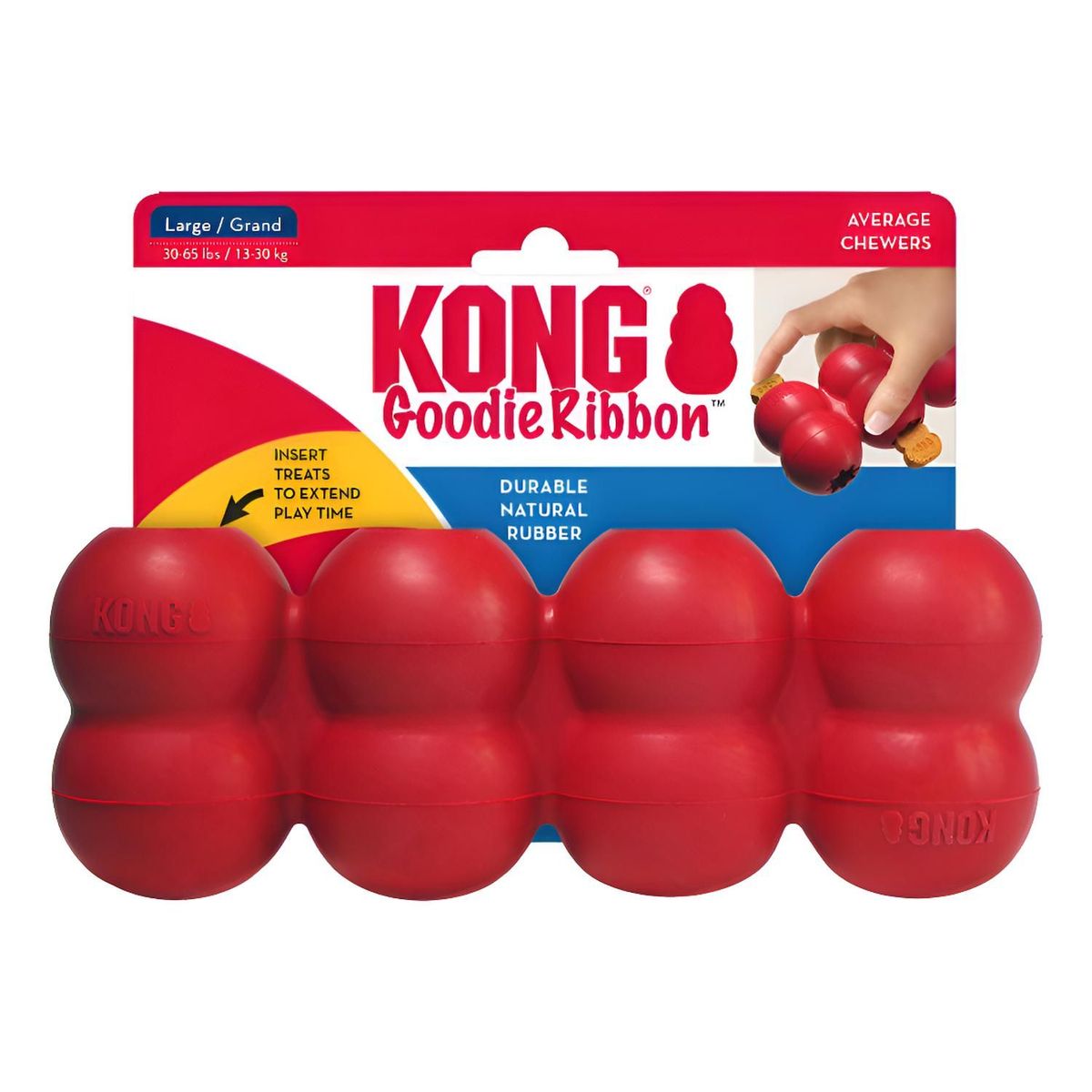 KONG - Juguete Rellenable Kong Goodie Ribbon Talla L De 13 A 30 Kg Rojo