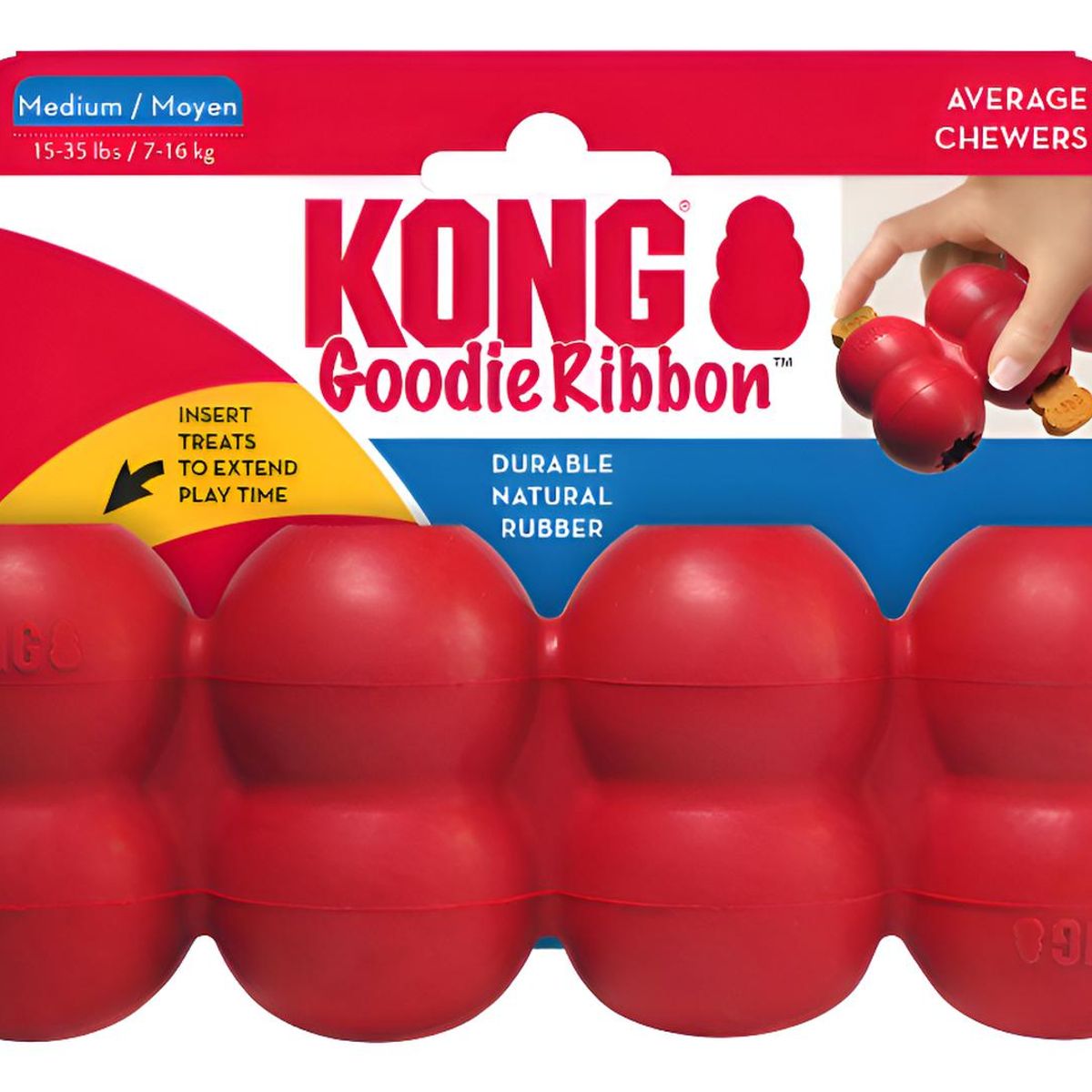 KONG - Juguete Rellenable Kong Goodie Ribbon Talla M De 7 A 16 Kg