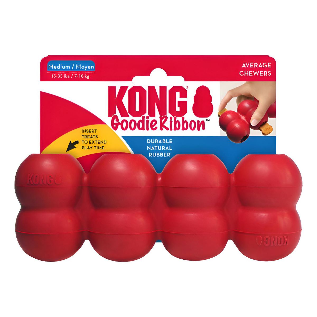 KONG - Juguete Rellenable Kong Goodie Ribbon Talla M De 7 A 16 Kg
